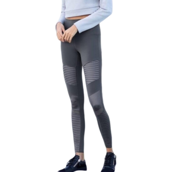 ALO Yoga Pants - ALO Yoga Moto Legging in Anthracite Gray